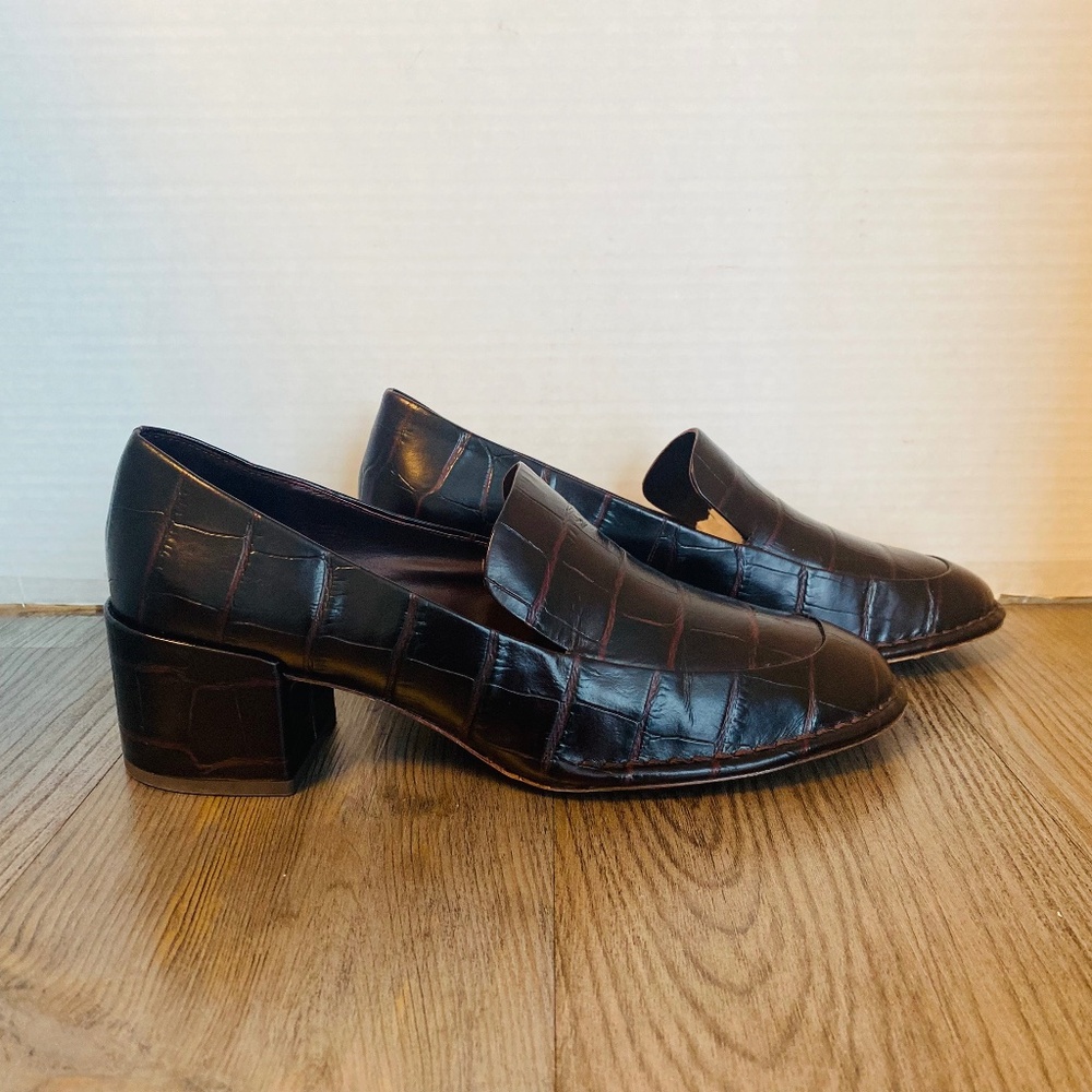 Vince, Womens, Cordovan Embossed Leather Loafers,  9.5 M/ 40.5.